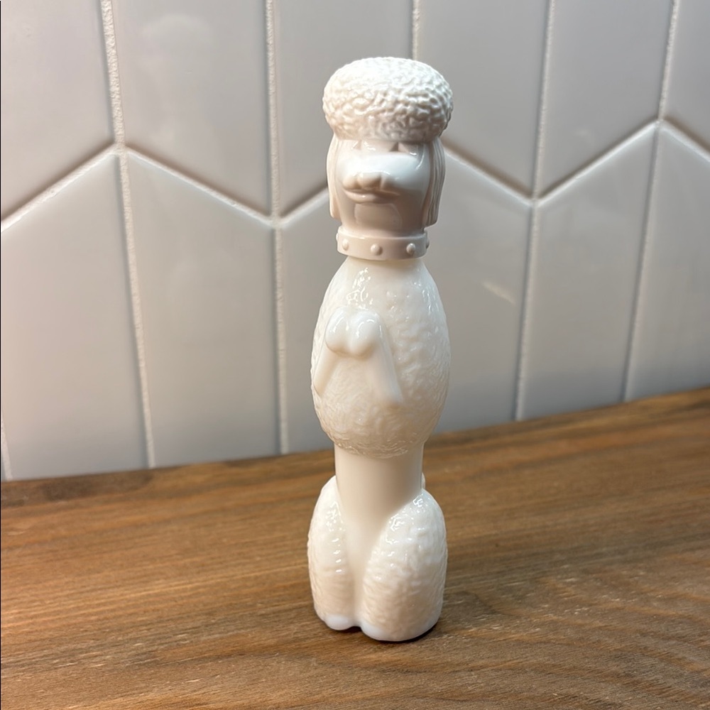 Avon milk glass poodle perfume bottle